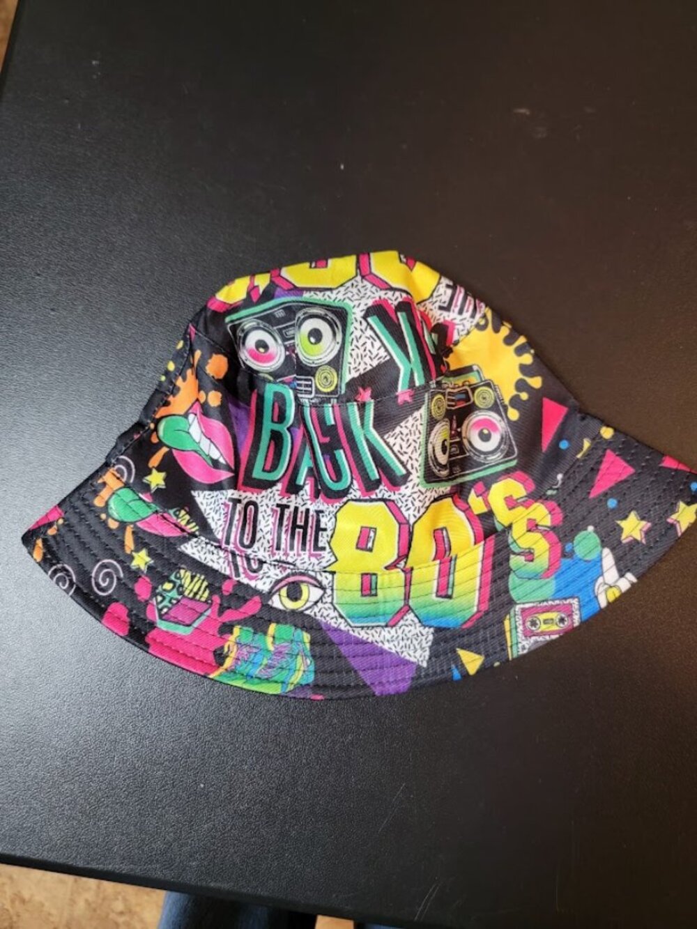 Back to the 80s Bucket Hat Neon Retro Boombox Cassette Tape 80s Party Costume